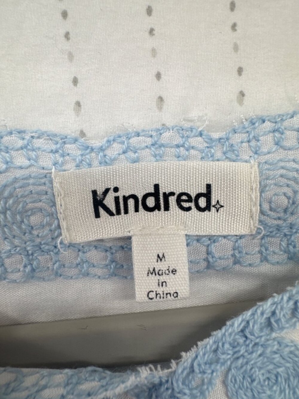 Kindred Womens Top Sz M Blue/White Embroidered Peasant Shirt Boho Cottage Fairy - Picture 4 of 10